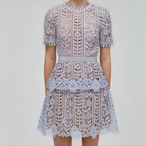 Self Portrait Baby Blue Guipure Lace Mini Dress Uk6 NwOT